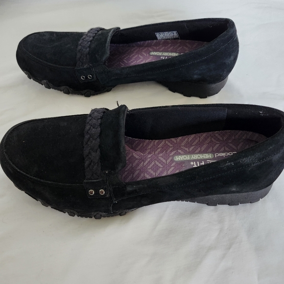 Skechers Suede Driving Loafers Black Slip On Shoes Women’s 9.5 - Picture 4 of 9